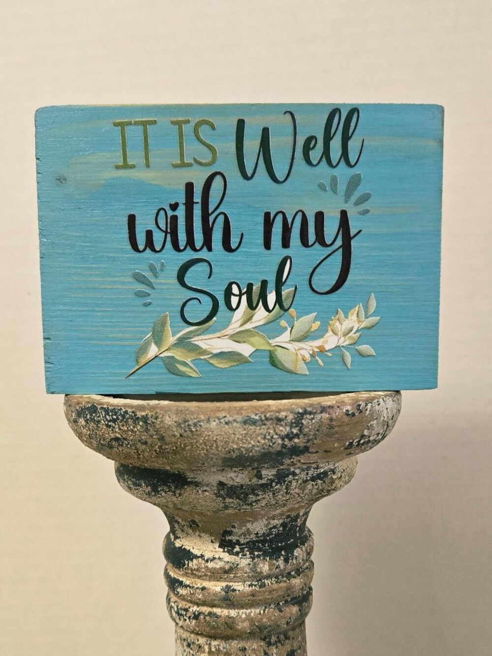 Hand Crafted Mini Wood Sign, Faith Decor "It Is Well With My Soul" Tiered Tray